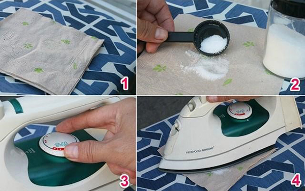 Cách làm sạch bàn ủi bằng muối 